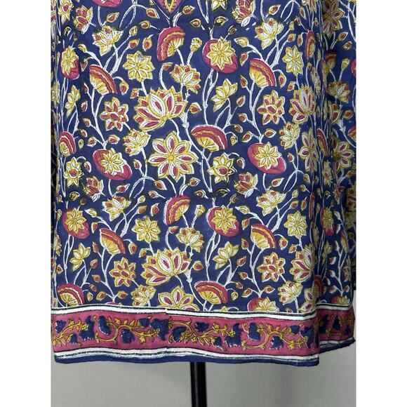Tolani Size M 100% Silk Multi Color V Neck Long Sleeve Tunic Top Boho - Picture 3 of 14